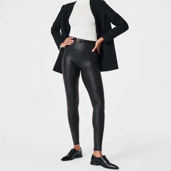 Spanx Faux Leather Leggings (Black, Medium Petite) - Picture 1 of 10